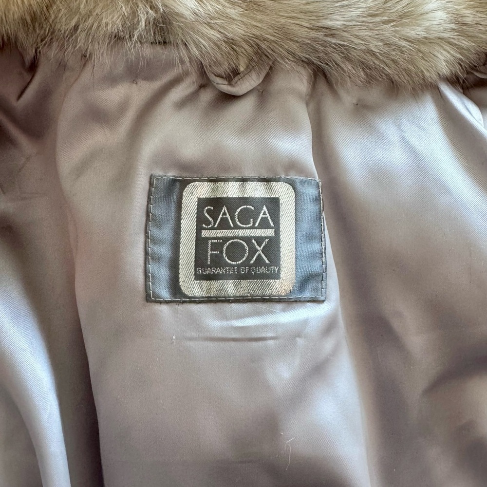 Vintage Saga Fox Fur Jacket | Silver Fox Leather Bomber Luxury Statement Coat - Picture 2 of 7